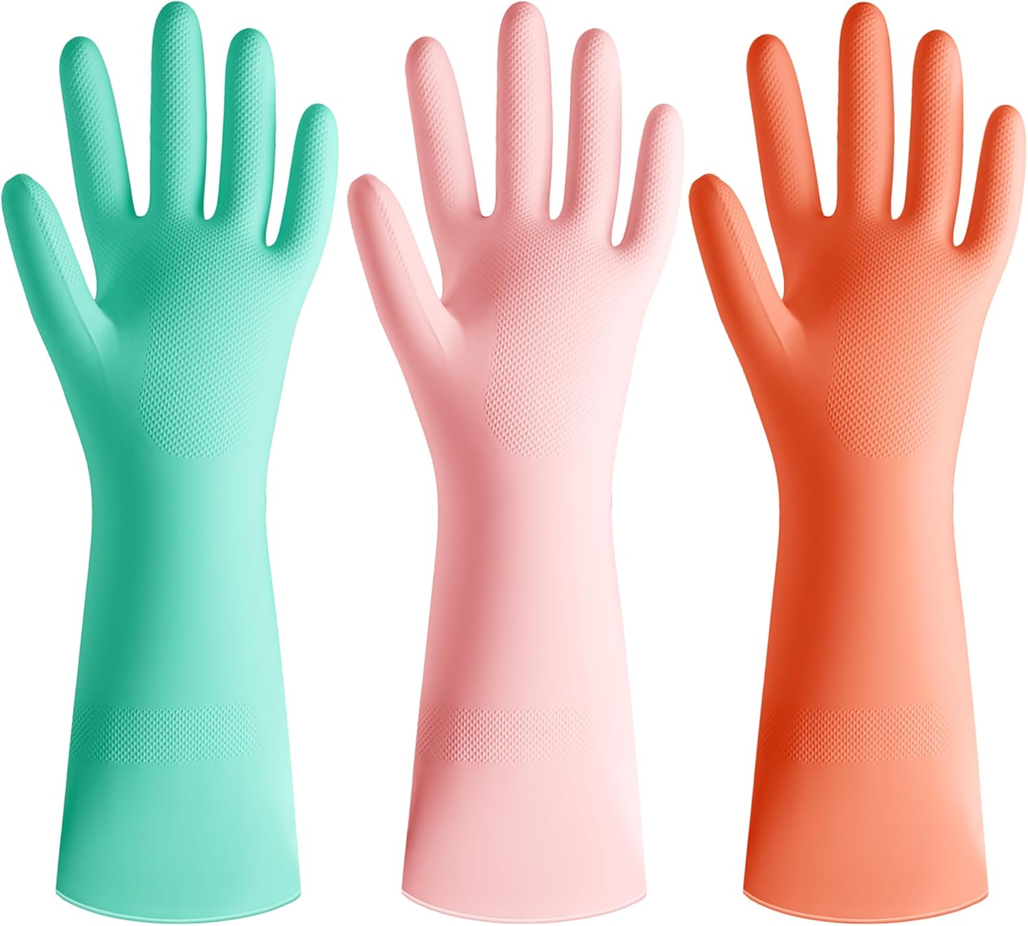 Rubber Glove Cleaning - 3 Pairs Colorful Rubber Dishwashing Gloves,