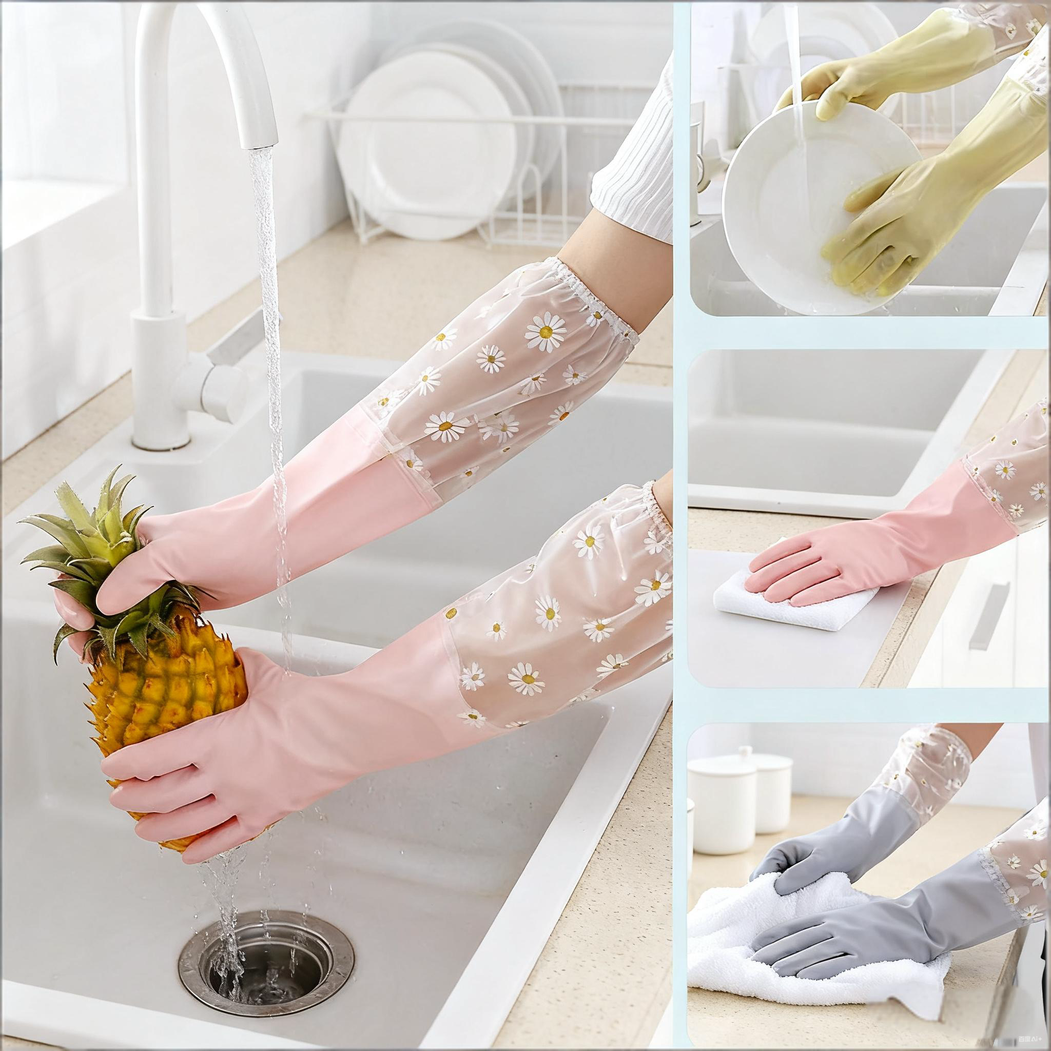 1 Pair Rubber Gloves Long Slee - مراجعة Dish Glove Rubber وسعره