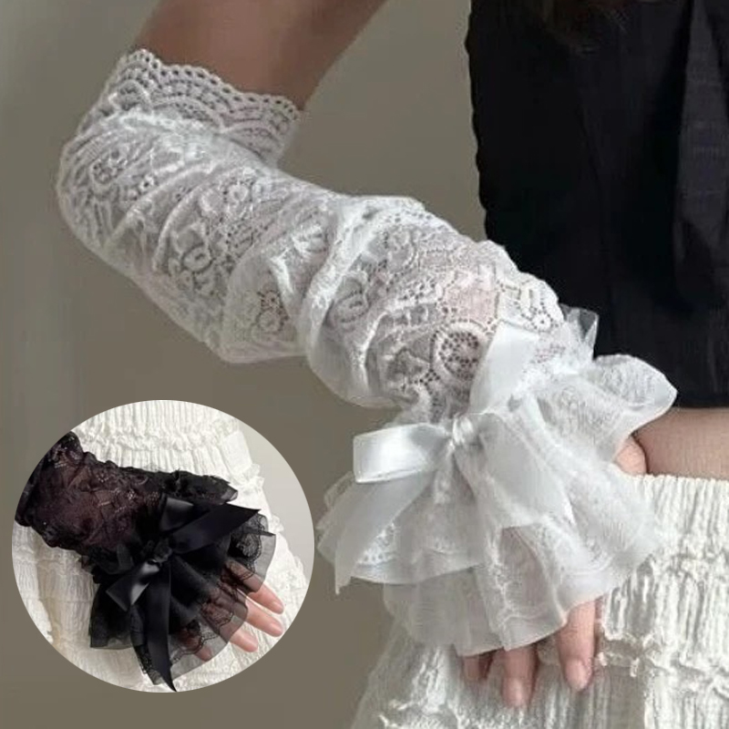 Hollow Out Lace Long Arm Sleev - مراجعة Fingerless Glove Knit وسعره