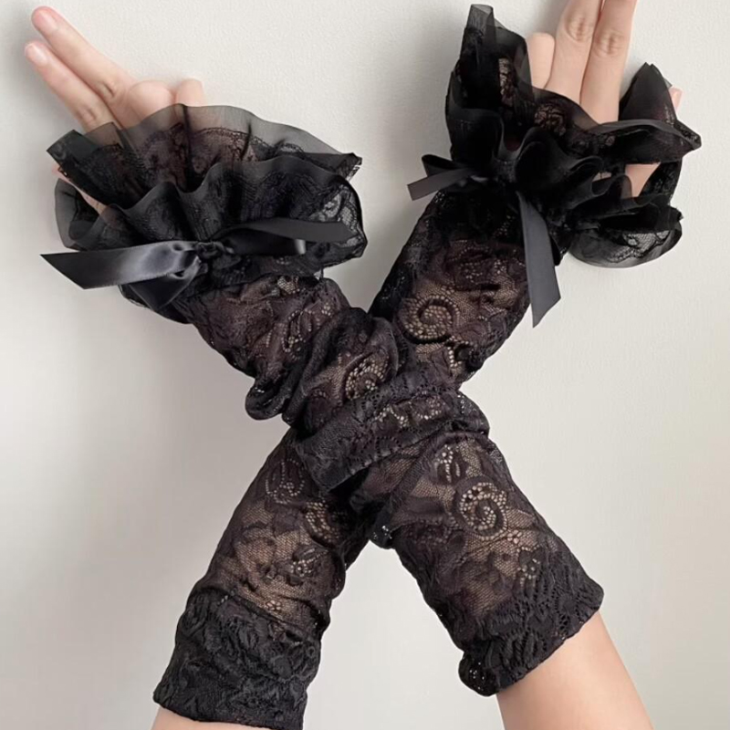 Hollow Out Lace Long Arm Sleev - مراجعة Fingerless Glove Knit وسعره