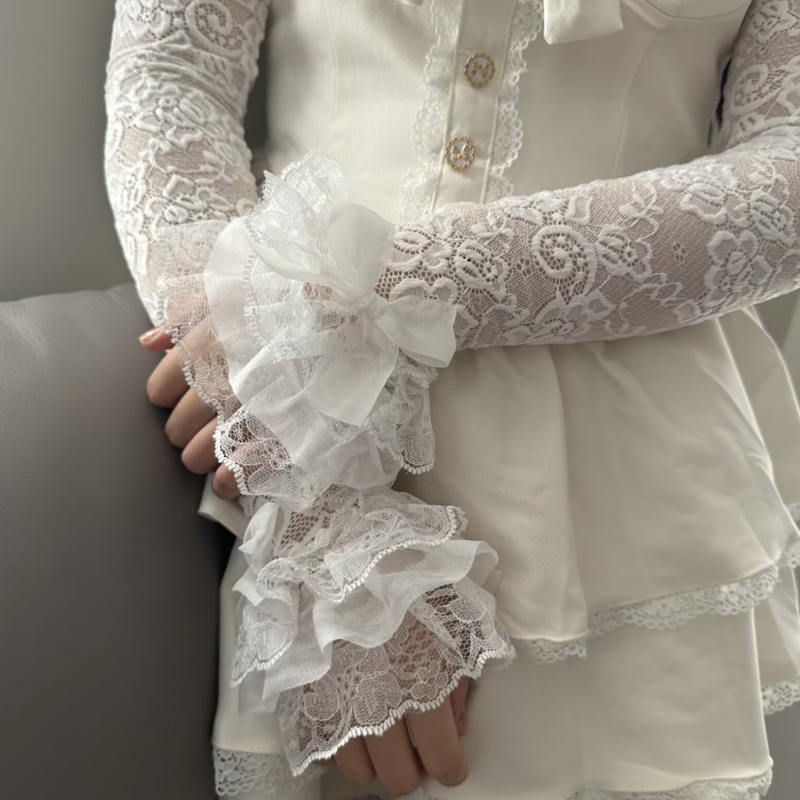 Hollow Out Lace Long Arm Sleev - مراجعة Fingerless Glove Knit وسعره