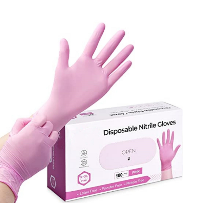 Pink Nitrile Disposable Gloves - مراجعة Nitrile Mechanic Glove وسعره
