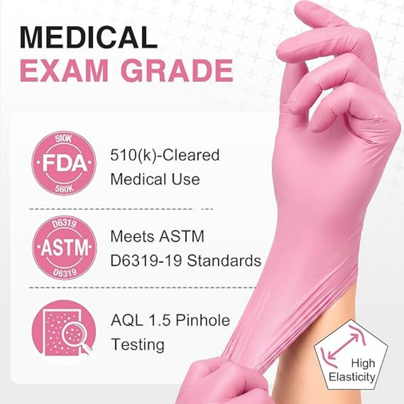 Pink Nitrile Disposable Gloves - مراجعة Nitrile Mechanic Glove وسعره
