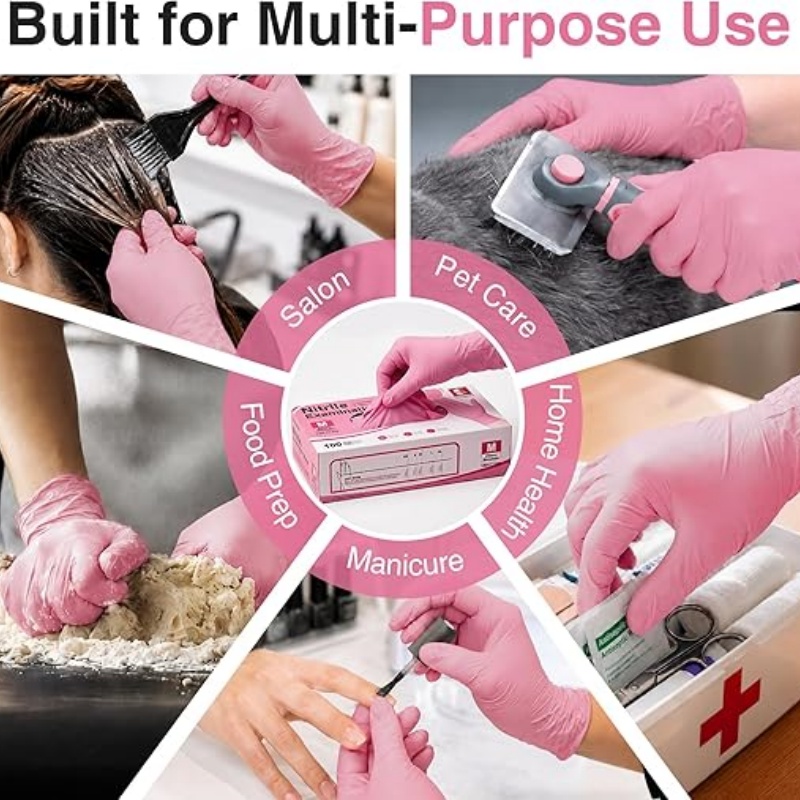 Pink Nitrile Disposable Gloves - مراجعة Nitrile Mechanic Glove وسعره