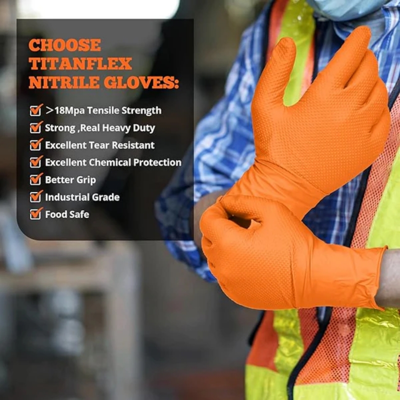 Heavy Duty Orange Nitrile Glov - مراجعة Nitrile Mechanic Glove وسعره