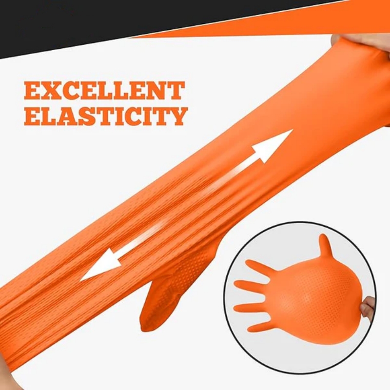 Heavy Duty Orange Nitrile Glov - مراجعة Nitrile Mechanic Glove وسعره