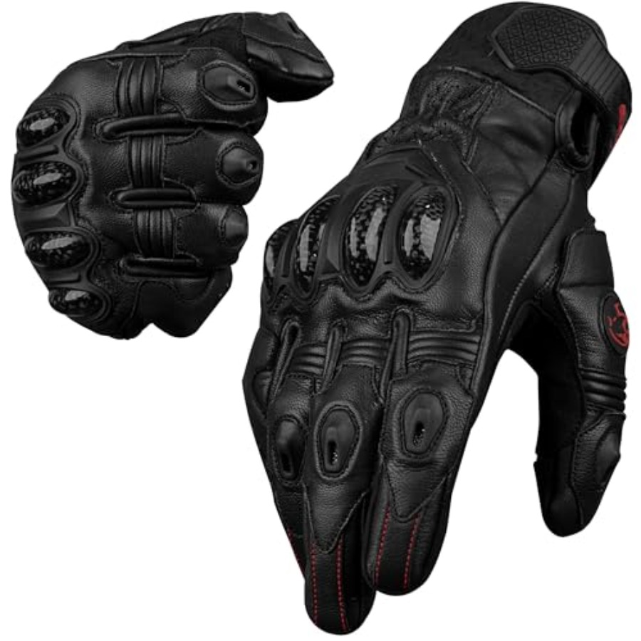 Leather Motorcycle Gloves for  - مراجعة Motorcycle Glove Knuckle وسعره