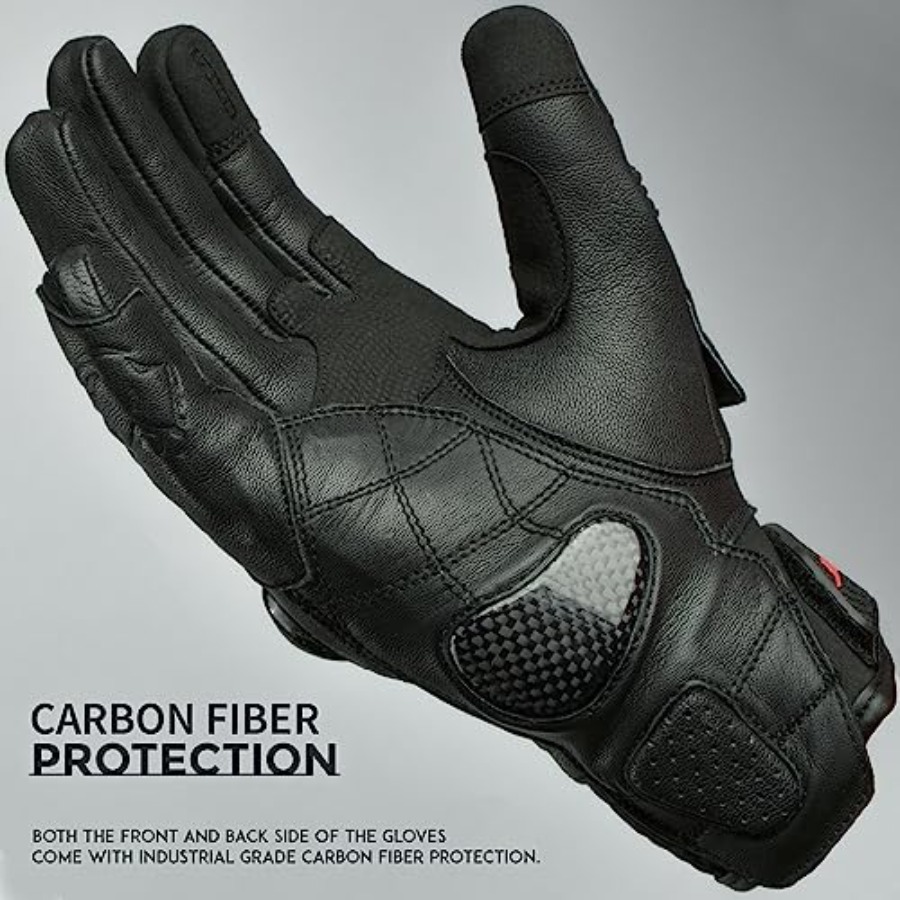 Leather Motorcycle Gloves for  - مراجعة Motorcycle Glove Knuckle وسعره