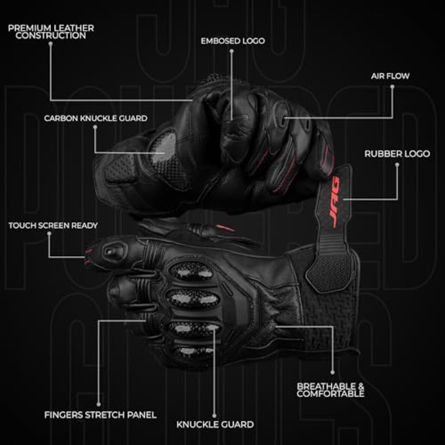 Leather Motorcycle Gloves for  - مراجعة Motorcycle Glove Knuckle وسعره