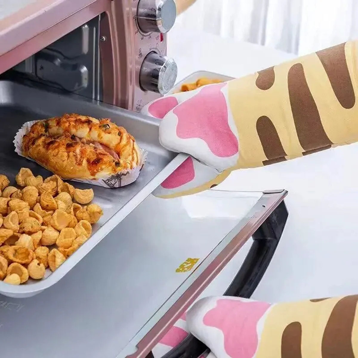 Microwave Long Cotton Gloves C - مراجعة Oven Mitt Silicone وسعره