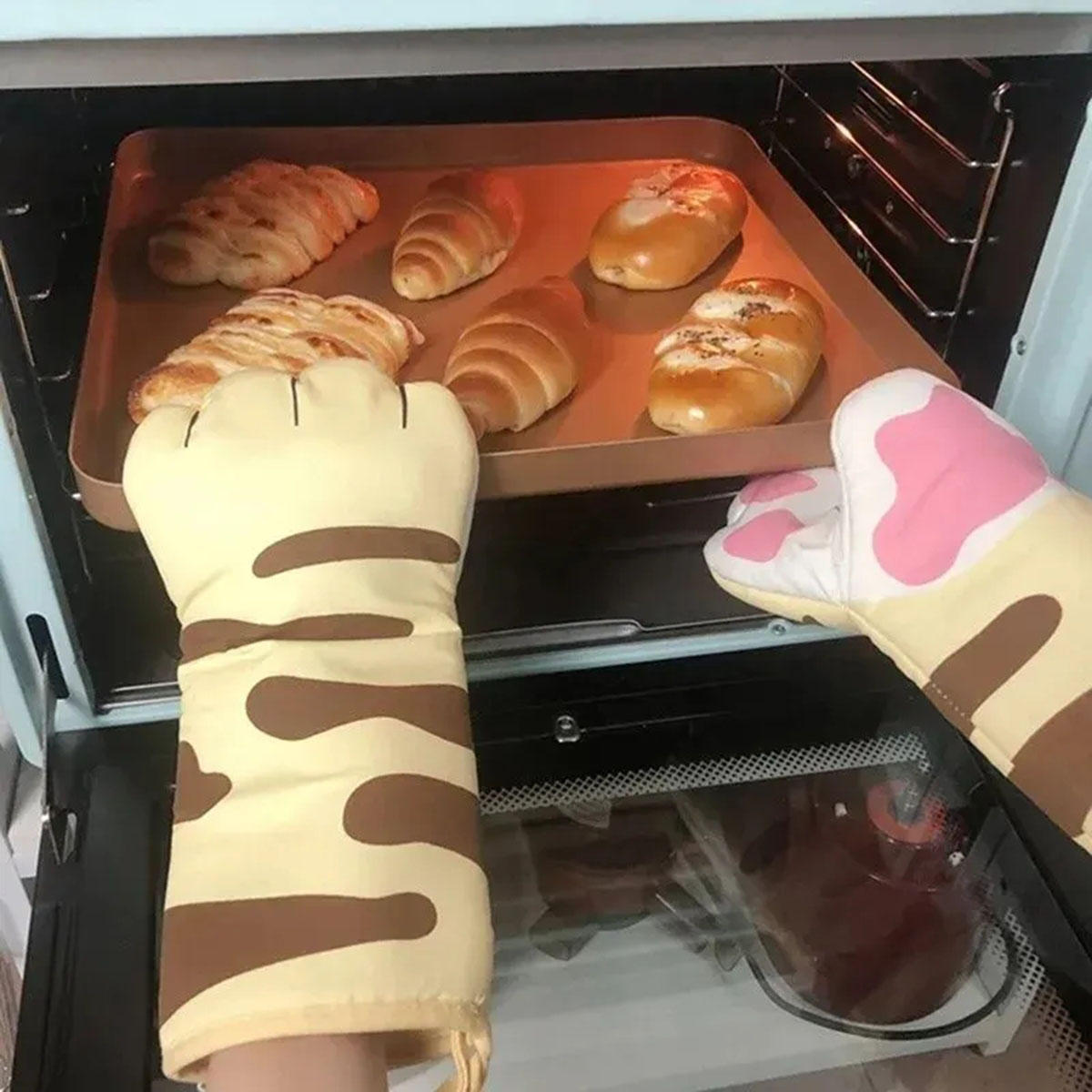 Microwave Long Cotton Gloves C - مراجعة Oven Mitt Silicone وسعره