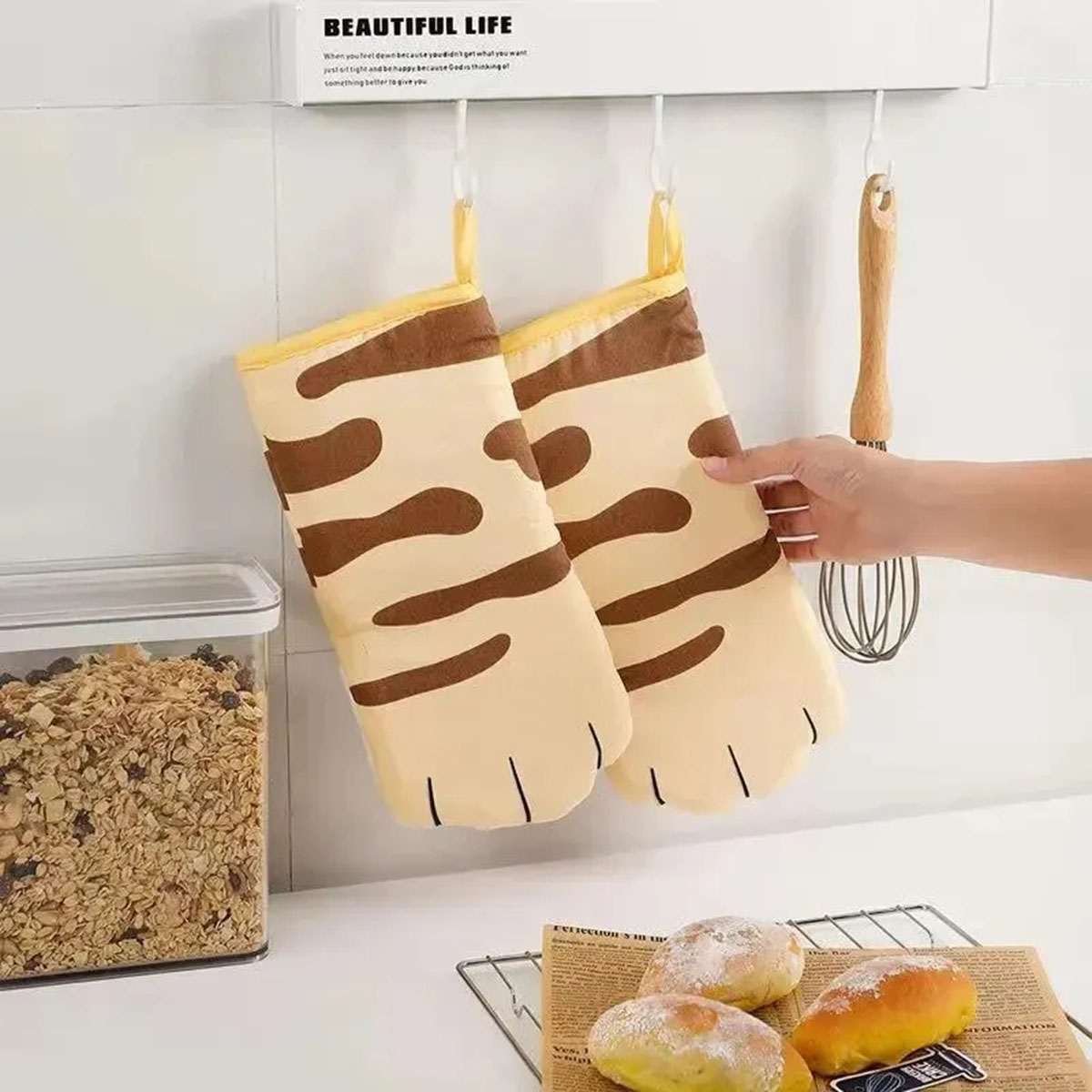 Microwave Long Cotton Gloves C - مراجعة Oven Mitt Silicone وسعره