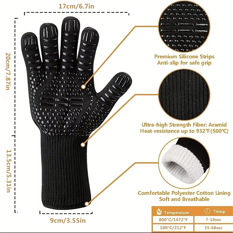 1PCS Piece BBQ Gloves High Tem - مراجعة Oven Mitt Silicone وسعره