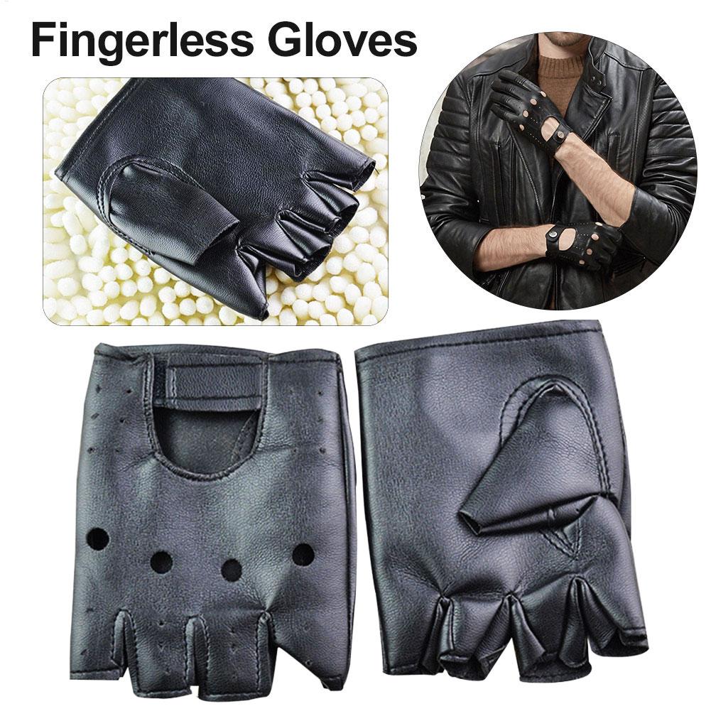 Punk Fingerless Gloves PU Leat - مراجعة Workout Glove Gym وسعره