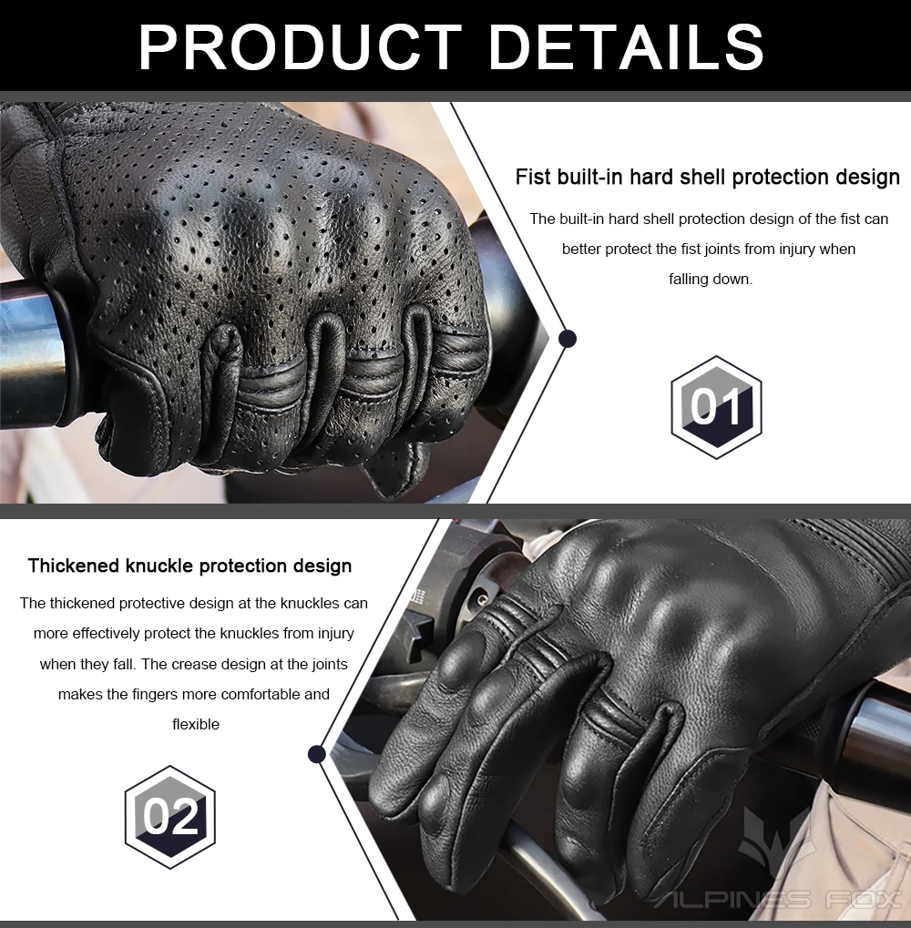 Unisex Vintage Leather Motorcy - مراجعة Motorcycle Glove Knuckle وسعره
