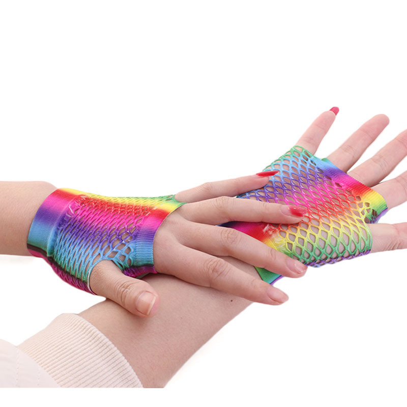 Ladies Sexy Rainbow Color Shor - مراجعة Fingerless Glove Knit وسعره