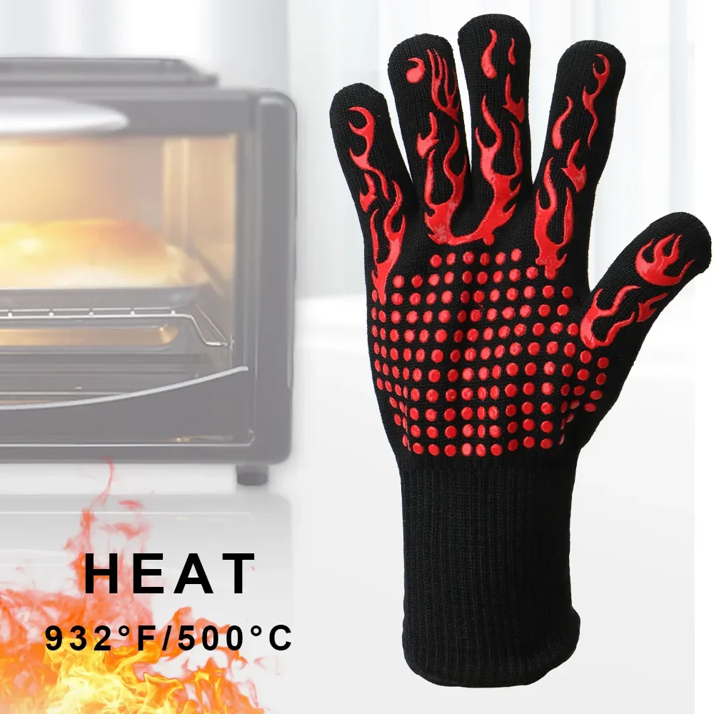Flame Retardant Non-slip BBQ F - مراجعة Oven Mitt Silicone وسعره