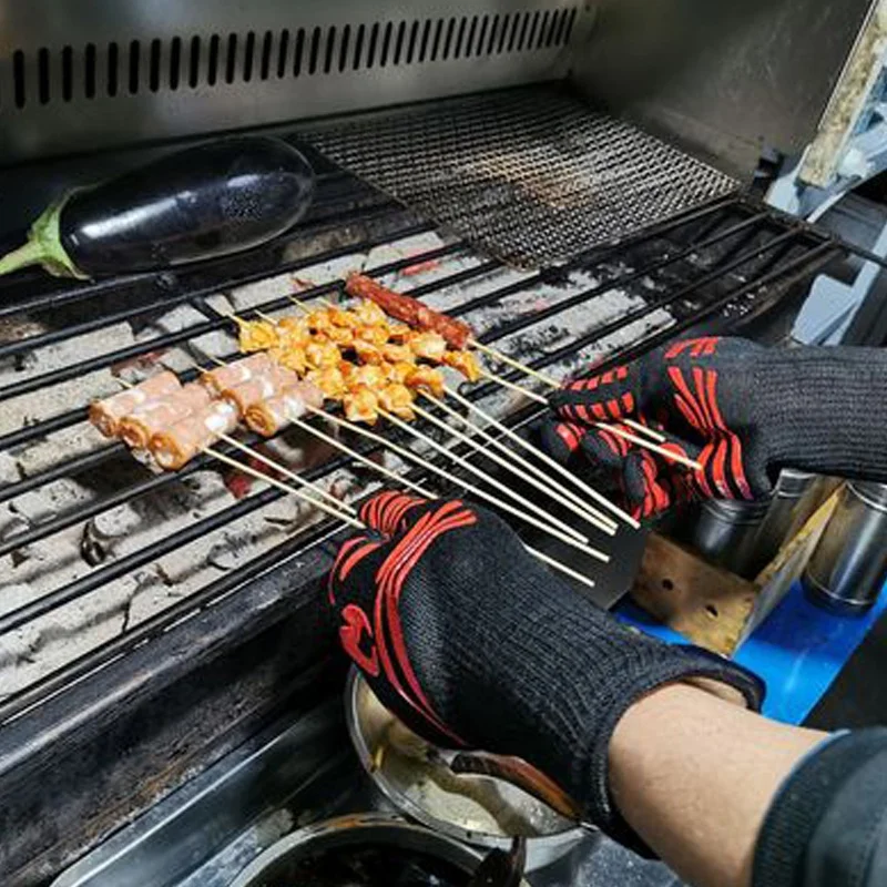 Flame Retardant Non-slip BBQ F - مراجعة Oven Mitt Silicone وسعره