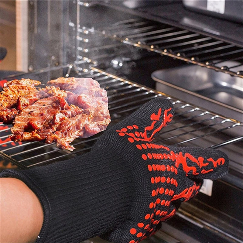 Flame Retardant Non-slip BBQ F - مراجعة Oven Mitt Silicone وسعره