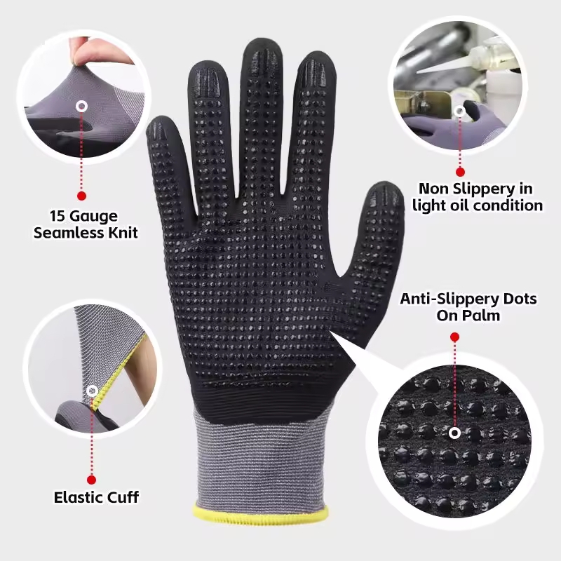 Micro-Foam Safety Work Gloves  - مراجعة Nitrile Mechanic Glove وسعره