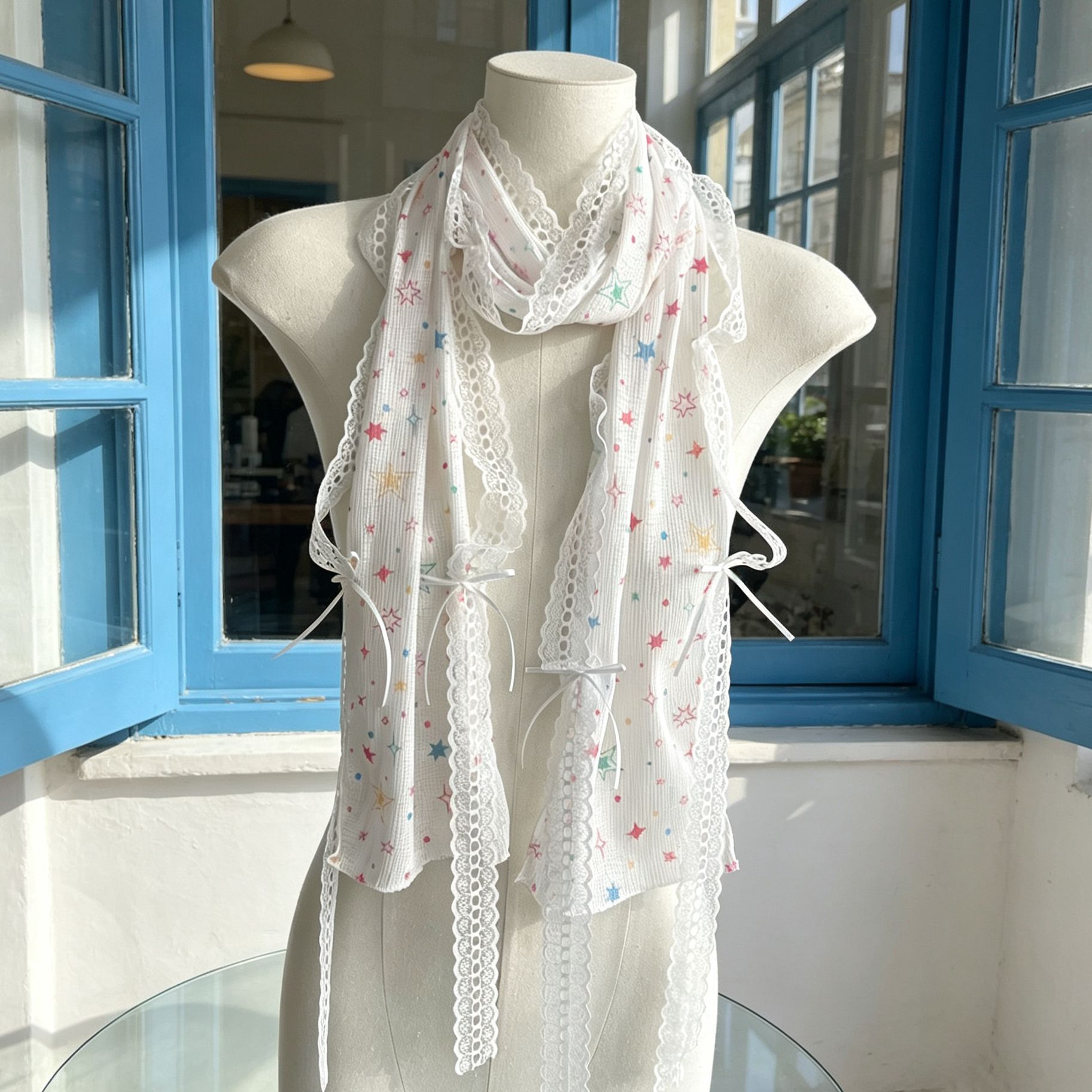Kawaii Star Print Lace Arm Sle - مراجعة Fingerless Glove Knit وسعره