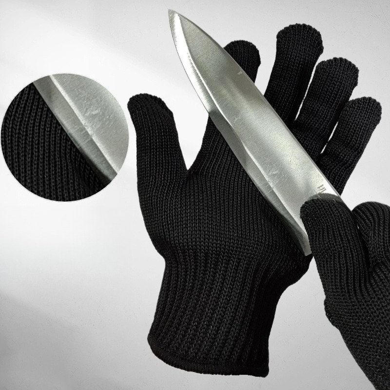 1 Pair Black Steel Wire Metal  - مراجعة Cut Resistant Glove وسعره